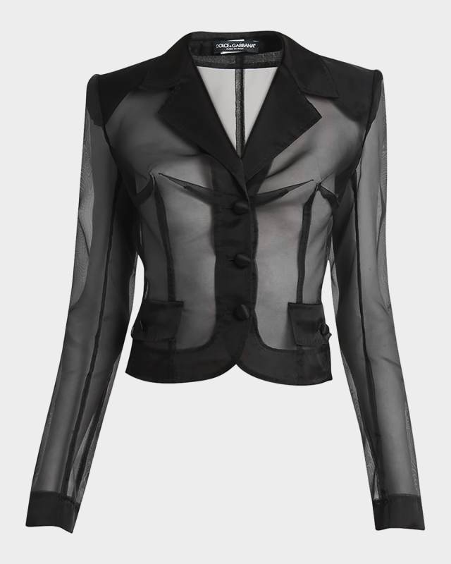 Vernice Sheer Tulle Crop Jacket
